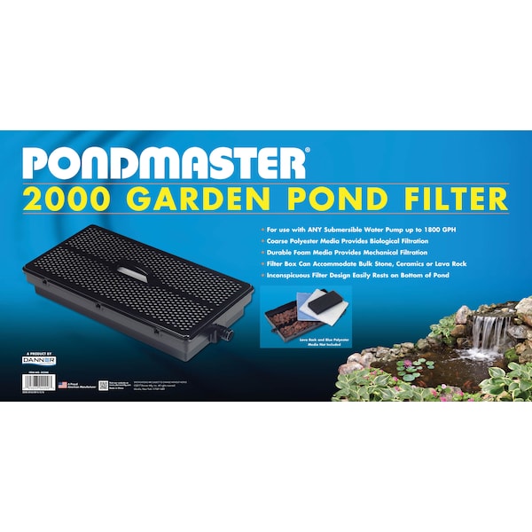 Pondmaster PM2000 Fltr use w/pumps up to 2000GPH, remvble fltr media 02200 - main